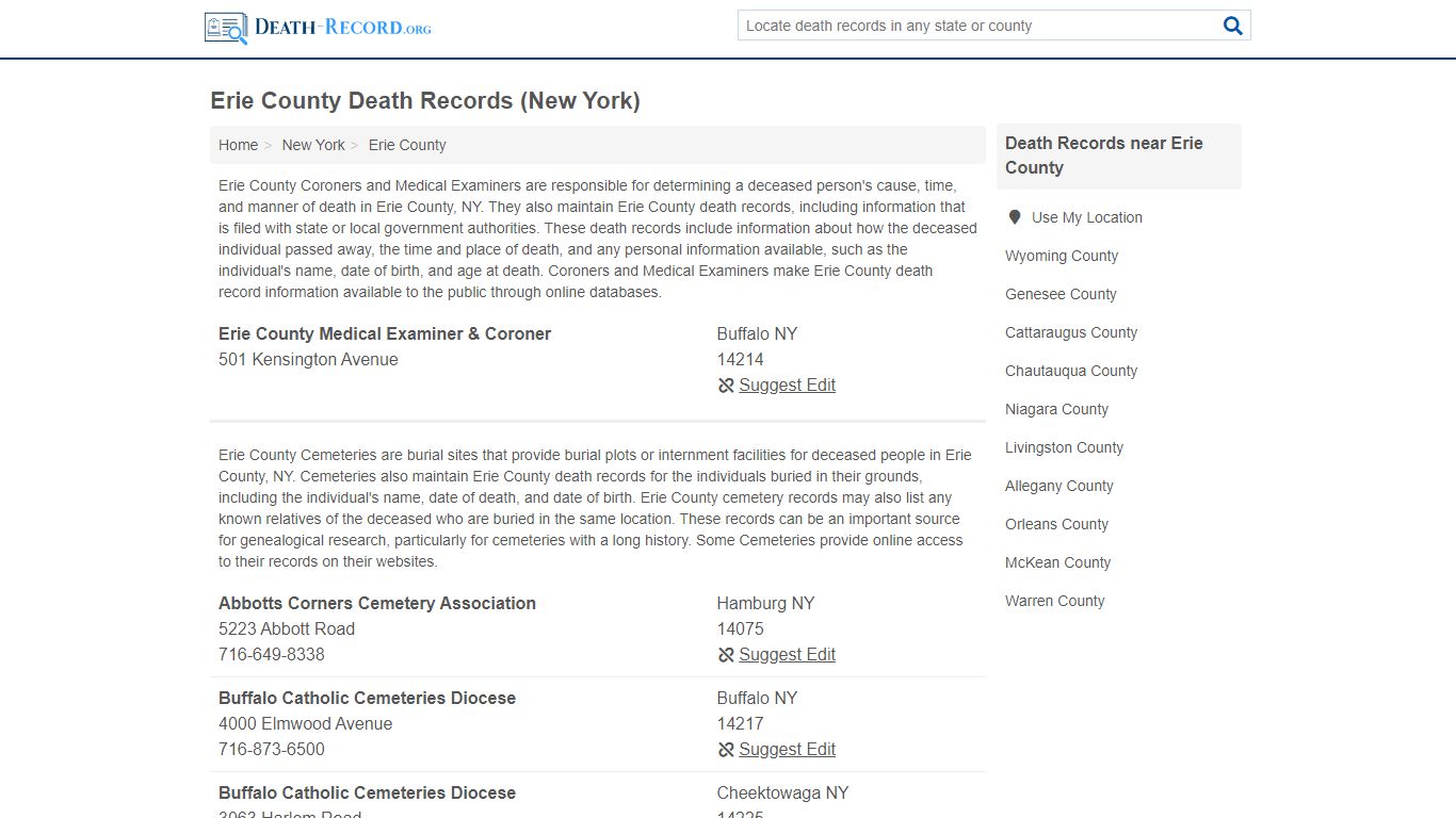 Erie County Death Records (New York)