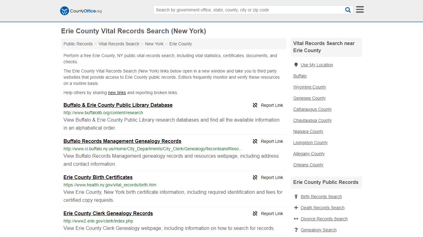 Vital Records Search - Erie County, NY (Birth, Death ...