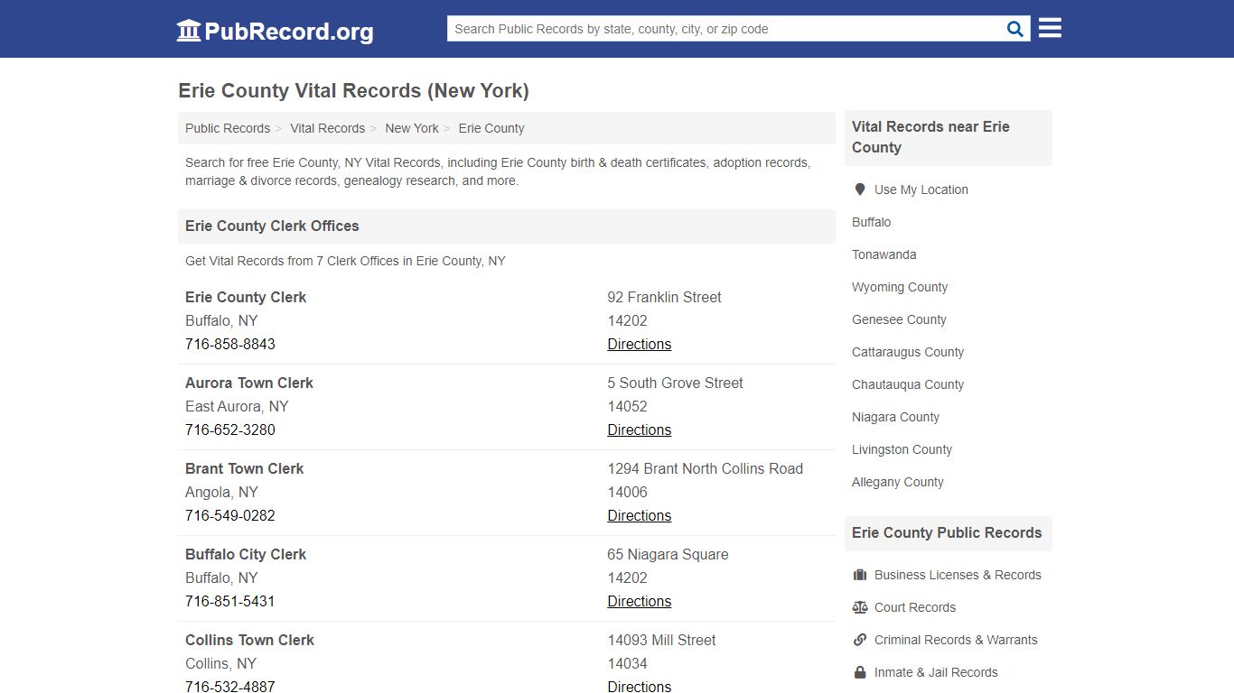 Free Erie County Vital Records (New York Vital Records)